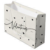 スクリプエレガントトフォント+ハートバレンタインデー ラージペーパーバッグ (正面アングル)