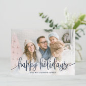 スクリプエレガントトフルフォトハッピーホリデーズネイビー シーズンカード (スタンド正面)