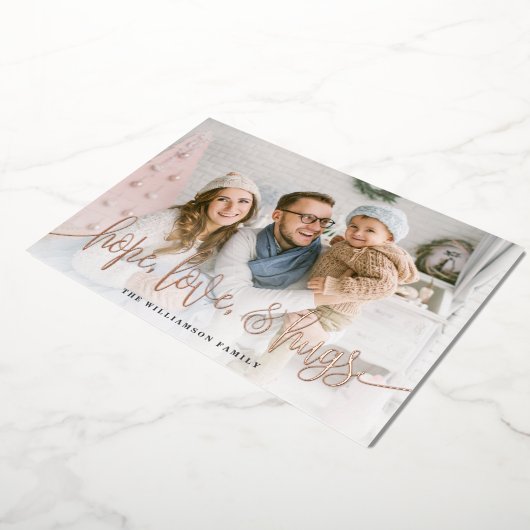 スクリプエレガントトフルフォトホープ愛ハグクリスマス 箔シーズンカード (回転した状態)