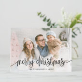 スクリプエレガントトフルフォトメリークリスマスブラック シーズンカード (スタンド正面)