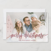 スクリプエレガントトフルフォトメリークリスマスレッド シーズンカード (正面)