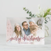 スクリプエレガントトフルフォトメリークリスマスレッド シーズンカード (スタンド正面)