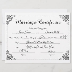 スクリプエレガントトフローラの入力済婚姻証明書