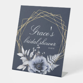 スクリプエレガントトフローラダスティブルーブライダルシャワー 台座サイン