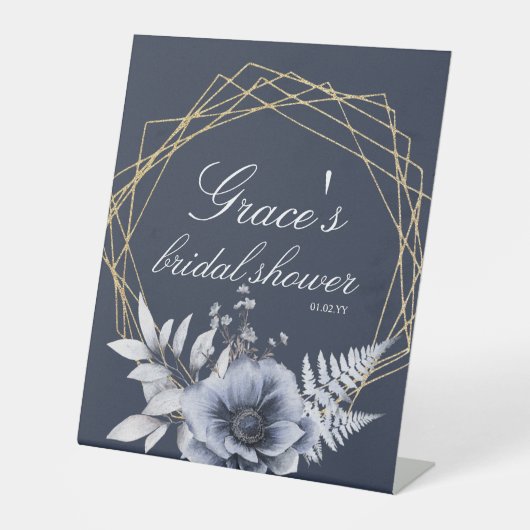 スクリプエレガントトフローラダスティブルーブライダルシャワー 台座サイン (正面)