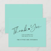 スクリプエレガントトブライダルシャワーシーガラスグリーン サンキューカード (正面/裏面)