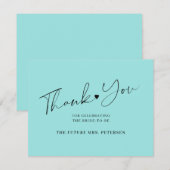 スクリプエレガントトブライダルシャワーシーガラスブルー サンキューカード (正面/裏面)
