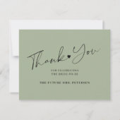 スクリプエレガントトブライダルシャワーセージ緑 サンキューカード (正面)