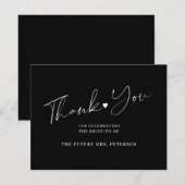 スクリプエレガントトブライダルシャワー白黒 サンキューカード (正面/裏面)