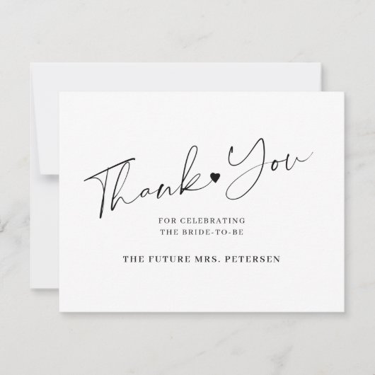 スクリプエレガントトブライダルシャワー白 サンキューカード (正面)