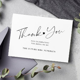 スクリプエレガントトブライダルシャワー白 サンキューカード