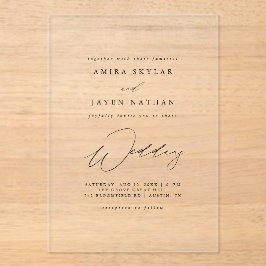 スクリプエレガントトブラックボホミニマル結婚リスト アクリル招待状