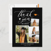 スクリプエレガントトブラック4写真卒業ありがとう ポストカード (正面/裏面)