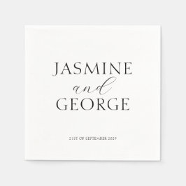 スクリプエレガントトブラック&ホワイトシック結婚ズ スタンダードカクテルナプキン