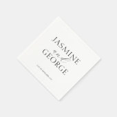 スクリプエレガントトブラック&ホワイトシック結婚ズ スタンダードカクテルナプキン (角)