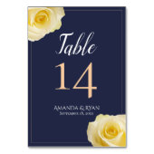 スクリプエレガントトブルーイエローローズフローラ結婚ズ テーブルナンバー (正面)