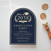 スクリプエレガントトブルーカレッジ卒業パーティーアーチ 招待状