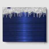 スクリプエレガントトブルーメタリック銀グリッター ゲストブック (裏面)