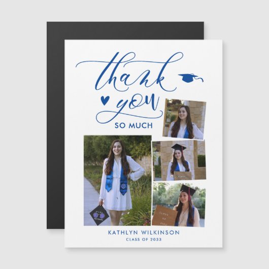 スクリプエレガントトブルー4写真卒業ありがとう (正面/裏面)