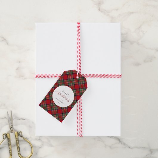 スクリプエレガントトプレイドスチュワートタータンチェック ギフトタグ (より糸付き)