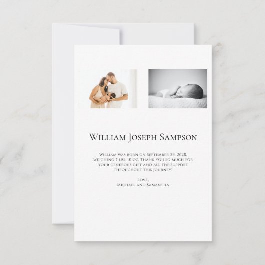 スクリプエレガントトベビーありがとうお誕生発表 招待状 (裏面)