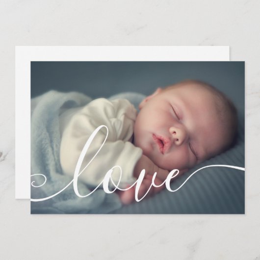 スクリプエレガントトベビーフォトモダン誕生 案内状 (正面/裏面)