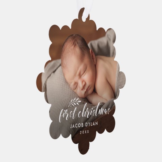 スクリプエレガントトベビー初めてのクリスマス2写真 オーナメントカード (右)