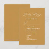 スクリプエレガントトベージュミニマリストシック結婚式RSVP エンクロージャーカード (正面/裏面)