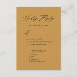 スクリプエレガントトベージュミニマリストシック結婚式RSVP エンクロージャーカード