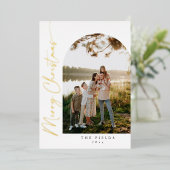 スクリプエレガントトホイルアーチフォトファミリーホリデーカード 箔シーズンカード (立ち正面)