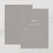 スクリプエレガントトホワイトおよびグレーRSVPカード 出欠カード (正面/裏面)