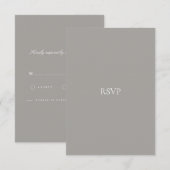 スクリプエレガントトホワイトおよびグレーRSVPカード 出欠カード (正面/裏面)