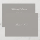 スクリプエレガントトホワイト&グレーリハーサルのディナーカード サンキューカード (正面/裏面)