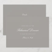 スクリプエレガントトホワイト&グレーリハーサルのディナーカード サンキューカード (正面/裏面)