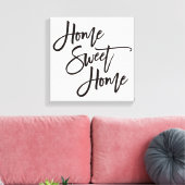 スクリプエレガントトホームスイートホームブラックタイポグラフィ キャンバスプリント (インサイチュ (リビング))