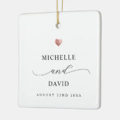 スクリプエレガントトミニマルバラ金ゴールドハート結婚の セラミックオーナメント (左)