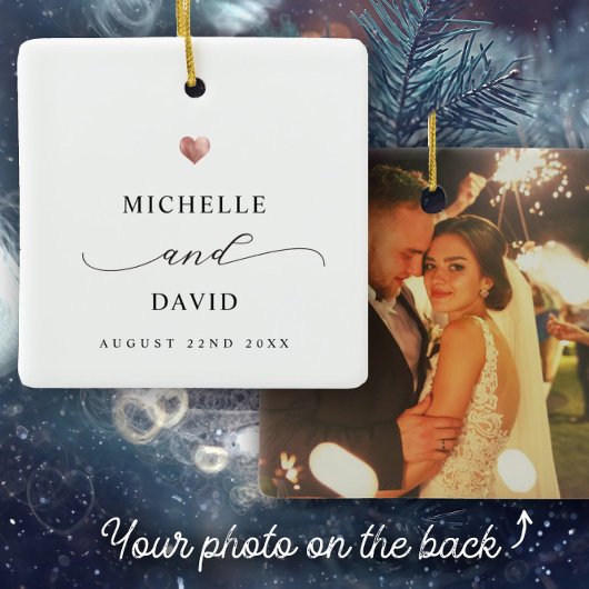 スクリプエレガントトミニマルバラ金ゴールドハート結婚の セラミックオーナメント