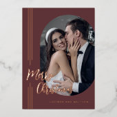 スクリプエレガントトミニマルフォトクリスマス 箔シーズンカード (正面)