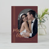 スクリプエレガントトミニマルフォトクリスマス 箔シーズンカード (立ち正面)