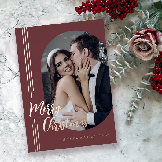 スクリプエレガントトミニマルフォトクリスマス 箔シーズンカード