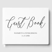 スクリプエレガントトミニマル白黒結婚の ゲストブック (正面)