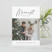 スクリプエレガントトメリークリスマスベビーおもしろい写真 シーズンカード (スタンド正面)