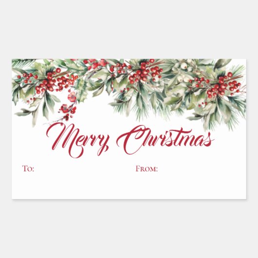 スクリプエレガントトメリークリスマスホリデーギフト 長方形シール (正面)