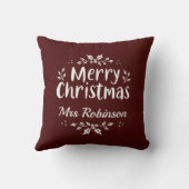 スクリプエレガントトメリークリスマス名前をカスタムするファミリー クッション (裏面)
