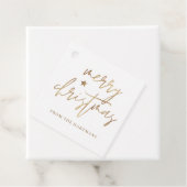 スクリプエレガントトメリークリスマス金ゴールドスターホワイト フェイバータグ (インサイチュ)