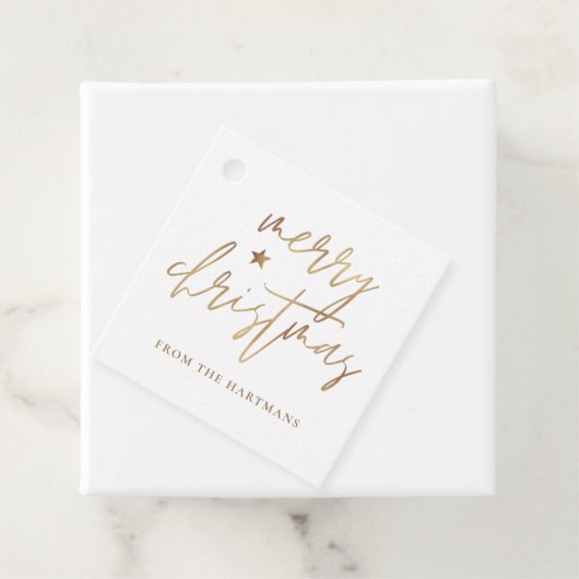 スクリプエレガントトメリークリスマス金ゴールドスターホワイト フェイバータグ (インサイチュ)