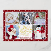 スクリプエレガントトメリークリスマス5フォトコラージュ 箔シーズンカード (正面)