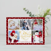 スクリプエレガントトメリークリスマス5フォトコラージュ 箔シーズンカード (立ち正面)