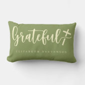 スクリプエレガントトモスグリーンクリーム感謝 ランバークッション (正面)