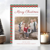 スクリプエレガントトモダンのストライプのクリスマス写真 シーズンカード